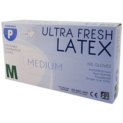 ULTRA FRESH Latex gloves - medium - low powder - clear